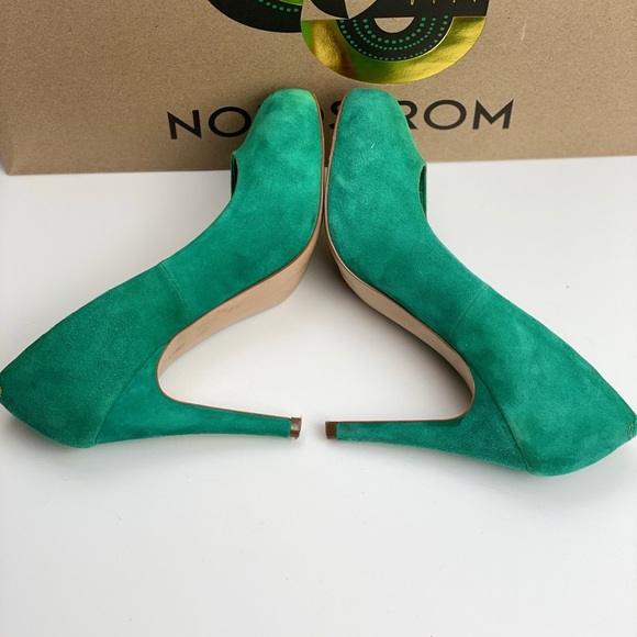 GUC STEVE MADDEN TEAL SUEDE REMMEDY HEELS - Picture 6 of 6